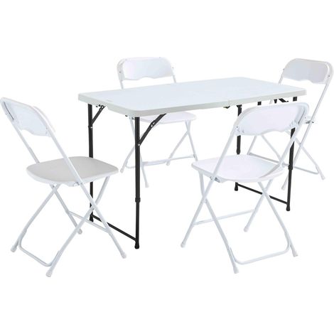 Ensemble table et 4 chaises extérieures 122 cm