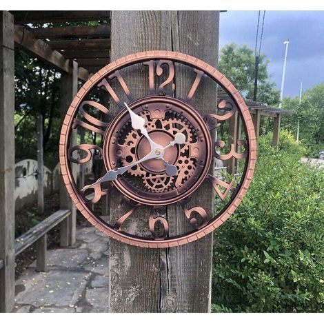Large Retro Garden Clock - Weatherproof - Bathroom Clock - Vintage Decoration - Non-Ticking (1/4)