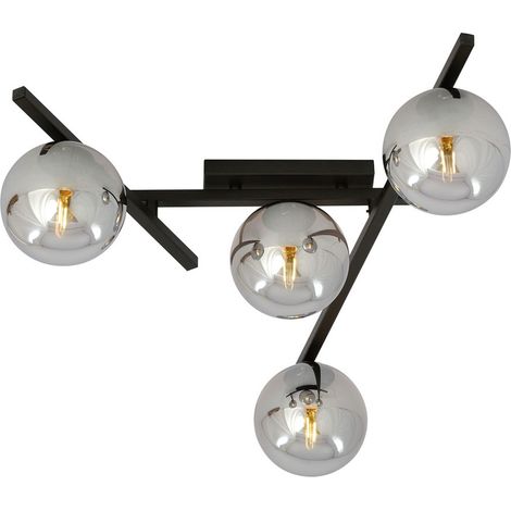 Lampada a Soffitto Smart, Acciaio verniciato a polvere, Vetro, Nero, Grigio, 63x25x50 cm