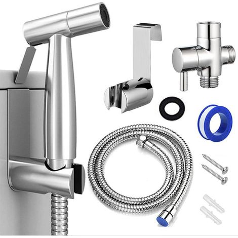 Douchette bidet portative pour WC, raccordement G 1/2, jet à pression réglable avec flexible, hygiène intime féminine et nettoyage des toilettes (1/5)