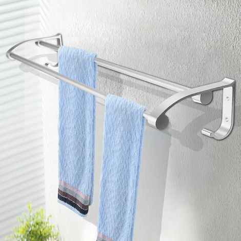 Toallero mural, 58 cm, baño, aluminio (1/4)