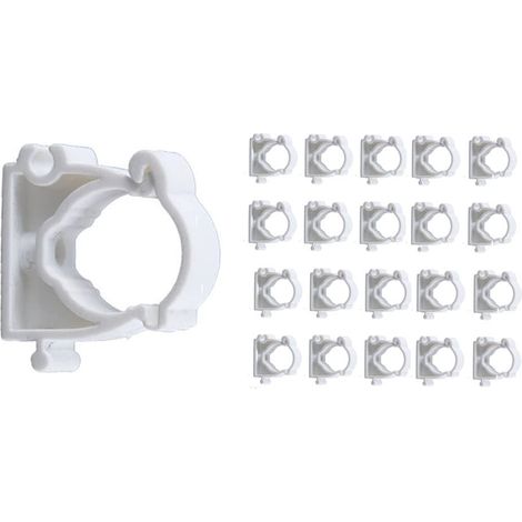 Lot de 20 Colliers de Serrage de 20 mm en PVC pour Tuyau D'eau - Clips Fixes pour Tuyau de Gaz - Clips de Filetage en Plastique - Boucle Fixe - Blanc (1/5)