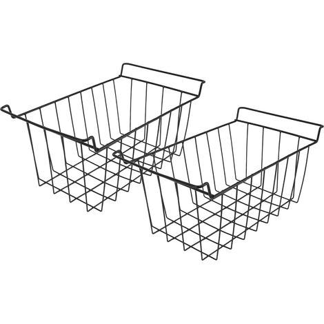 Panier de rangement suspendu pour congélateur (2 pièces), revêtement en polyéthylène, noir, pour étagères de réfrigérateur, L 45 cm, l 24,5 cm, H 20 cm (1/5)