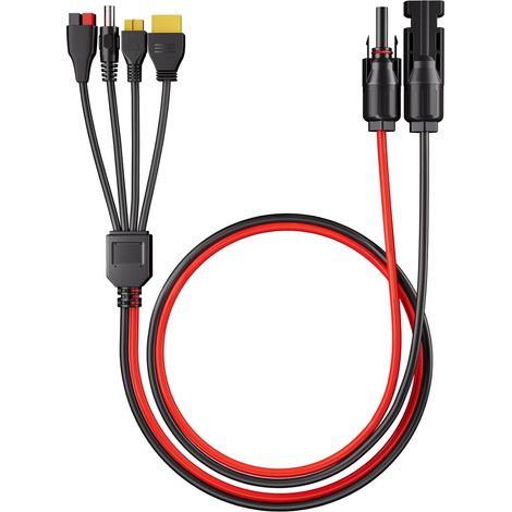Câble solaire universel 4 en 1 vers connecteur solaire Anderson/XT90/XT60/DC5521, adaptateur solaire 12AWG/16AWG pour panneau solaire, station d'alimentation portable, générateurs solaires (1/4)