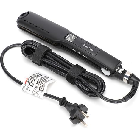 Lisseur à cheveux électrique avec bande silicone, fer à lisser et boucler écran LCD, prise UE, noir (1/5)