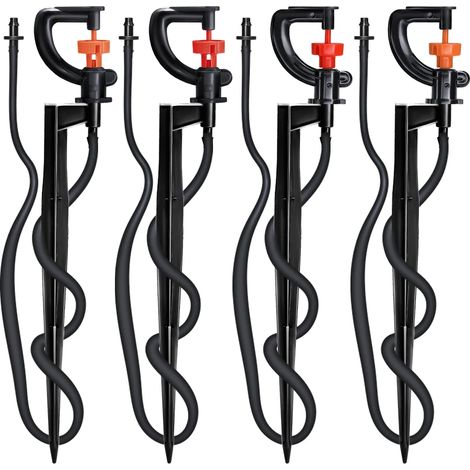 (Lot de 5) 5 arroseurs rotatifs à 360° pour micro-irrigation avec piquet de 21 cm et raccord cannelé 1/4" pour pelouse, ferme et serre. (1/4)