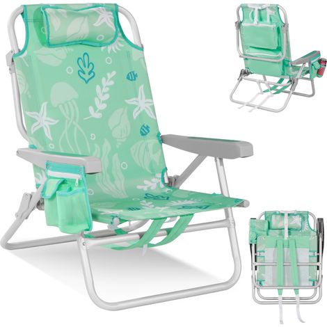 Homecall Klappstuhl Strandstuhl Leicht Klappbar Camping, 5-fach verstellbare Rückenlehne, (Bis 136KG, Aluminiumrahmen, große Kühltasche und Aufbewahrungstasche, 1 St), Seitentaschen, Kopfstütze, Schul (1/5)