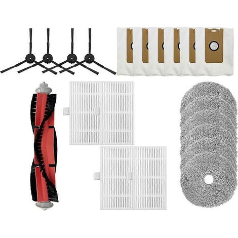 Accessoires de rechange pour aspirateur Ultenic MC1 : brosse principale, brosse latérale, filtre HEPA, chiffon de nettoyage, sac à poussière. (1/5)