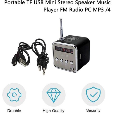 Enceinte stéréo rétro sans fil Bluetooth avec affichage numérique LED et radio FM portable pour téléphones portables, tablettes et ordinateurs portables