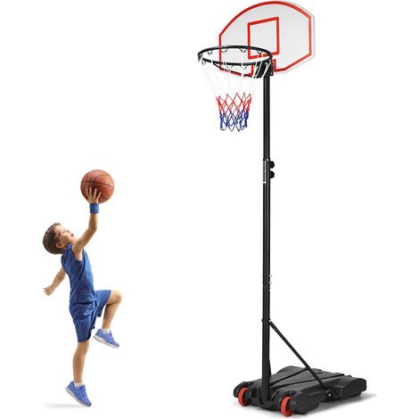 Portable Basketball Hoop Kids Adults Adjustable Basketball Stand w/Wheel (1/5)