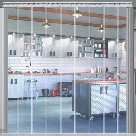 9 Pièces Rideau à Lanières, PVC Transparent 121x213cm, Accessoire Porte Intérieure, Pour Entrepôt Frigorifique