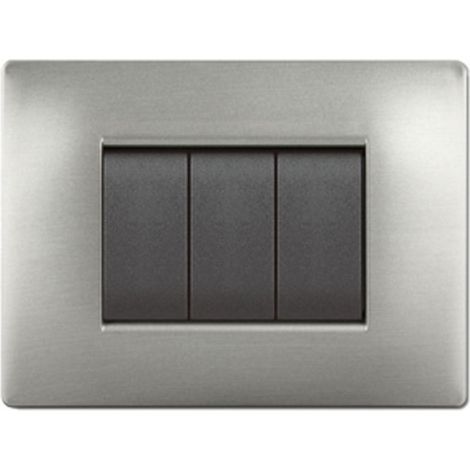 PLACCA LIFE Q LIVING PLAST ACCIAIO SATINATO 4P