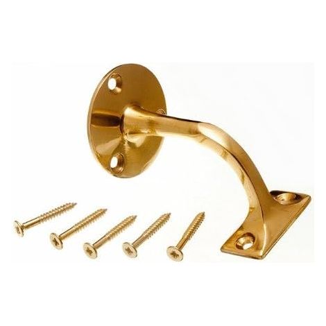 Lot de 10 supports muraux en laiton massif de 6,3 cm pour rampe d'escalier (1/2)