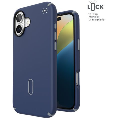 Funda Speck Presidio2 Pro ClickLock y MagSafe para iPhone 16 Plus (Azul costa / Gris polvo / Blanco) (1/5)