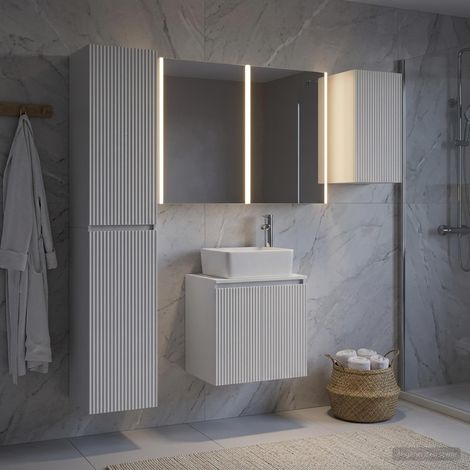 vidaXL Bathroom Cabinet Set 5 pcs White Engineered Wood (1/5)