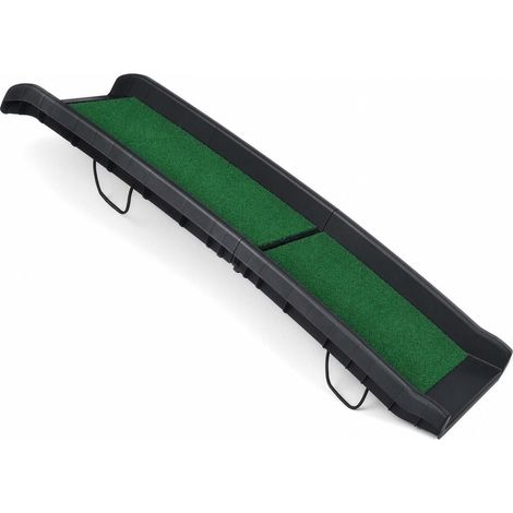 Wiltec Rampe pour chien 155 x 40 cm, 90 kg, pliable, gazon synthétique antidérapant, rampe antidérapante pour chiens, aide à l'accès pliable en PP pour voiture, SUV et pick-up (1/5)