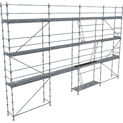 Echafaudage fixe de façade 104m² - Plancher Acier - Structure Acier - Garde-corps Lisses - R200GCL-104-SPP (1/5)