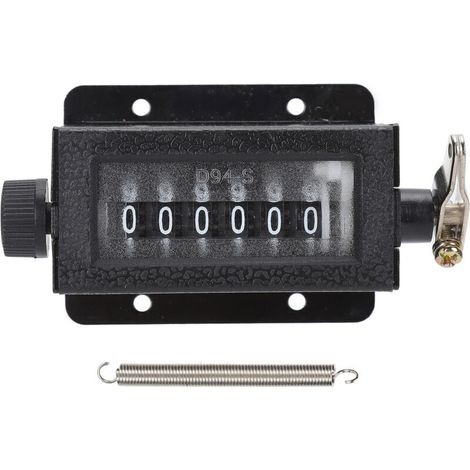 Compteur Mécanique 6 Chiffres 2 Pièces Compteur de Course Traction Manuelle Ressort Presse à Poinçonner