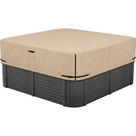 VEVOR Outdoor Hot Tub Cover, 95x95x20in/2413x2413x508mm Weatherproof & Waterproof Hot Tub Cover Protector, 600D Heavy Duty Oxford Fabric and 950N Tearing Strength, Square Spa Covers for Hottub, Brown (1/5)