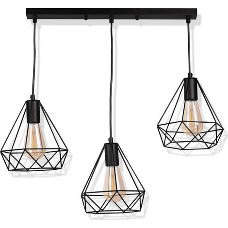 Suspension Polux VIGO métal noir 3xE27 120 cm loft (1/5)