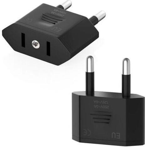 2 Pièces Adaptateur Prise USA, US to France Adapter,fiche de Voyage US vers EU, Adaptateur US EU, Adaptateur USA Prise, Adaptateur EU Prise Noir (1/4)