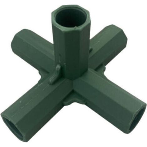 Connecteur d'angle droit à 5 voies pour serre de jardin, raccord en plastique vert Ø16 mm pour tiges métalliques gainées, support structurel (1/4)