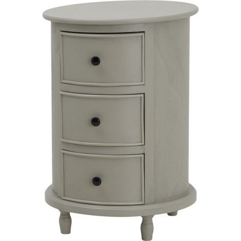 The Camden Collection 3 Drawer Round Side Table - Wood - L45 x W45 x H66 cm - Grey