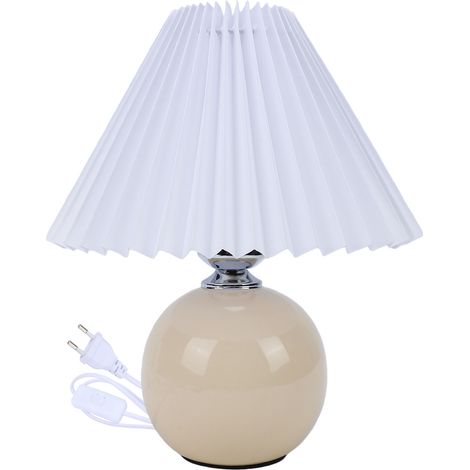 Lampe de table plissée en céramique LED style nordique moderne, blanche, idéale pour une table de chevet, un salon ou un bar. (1/5)