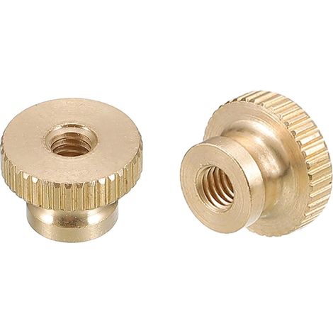 Moleté Pouce Écrous, 10pcs M4 x D12mm x H8mm Laiton Moleté Écrou avec Col Haut Tête à travers Trou Réglage Écrous pour 3D Imprimante Pièces (1/5)