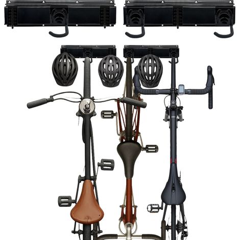 Soporte de pared para bicicletas con riel - Capacidad para varias bicicletas