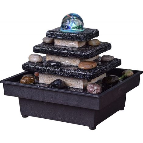 Fontaine zen Eka avec LED - Noir et beige - H 18 x L 20 cm - Livraison gratuite (1/5)