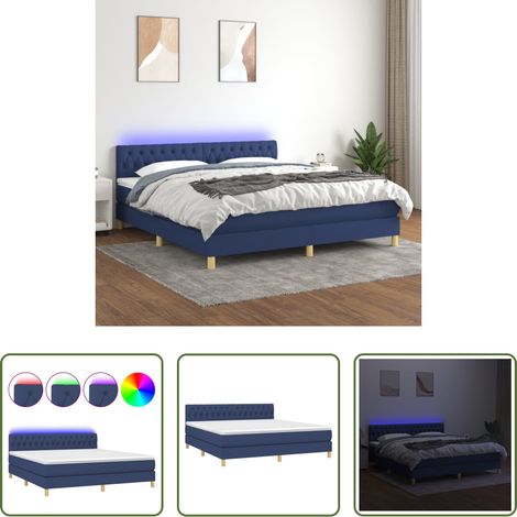 vidaXL LED -  Boxspringbett mit Matratze & LED Blau 180x200 cm Stoff (1/5)