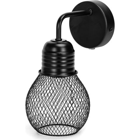 Applique murale en métal de couleur noire, avec culot E27, idéale pour les environnements modernes. Sans source de lumière, conçue pour s'intégrer parfaitement dans n'importe quel espace sans détoner.