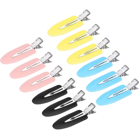 Lot de 12 Pinces à cheveux, Anti-pliure, Plastique et Acier inoxydable, Pour frange et Maquillage (1/5)