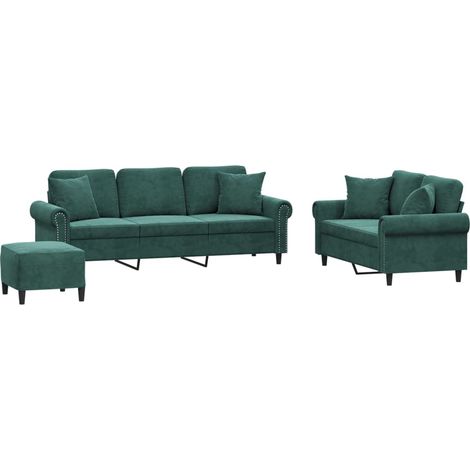 Maison Exclusive - Set di Divani 3 pz con Cuscini Verde Scuro in Velluto
