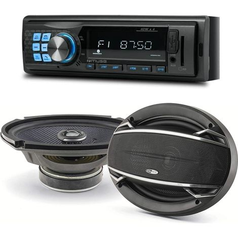 Pack sono voiture Autoradio M-195BT + 2 haut parleurs ovales 6x9" Caliber 180W