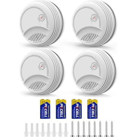 Applicable Lot De 4 Detecteur De FuméE – Alarme Incendie Avec Pile 9v RemplaçAble, Avertissement Batterie Faible, 85 Db, Sans Fausses Alertes, Bouton Test Et Silence, En14604, 10 Ans (4 PièCes)