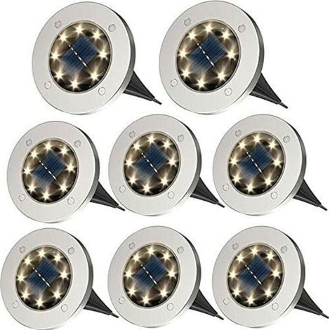 Lot de 8 lampes (blanc chaud) solaires d'extérieur – Lampes solaires étanches IP65 – pour jardin, pelouse, terrasse et cour (1/5)