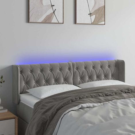 vidaXL Cabecero con LED de terciopelo gris claro 163x16x78/88 cm (1/5)