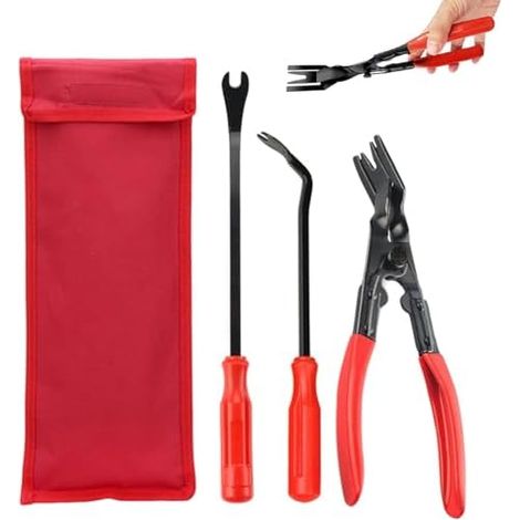 Pince a Degrafer Set, Pinces à Riveter en Plastique, Outil de Rivetage Retirer Les Clips Panneau, Voiture Ensemble D'outils, 3 Pièces, avec 1 Sac Rangement - (1/5)