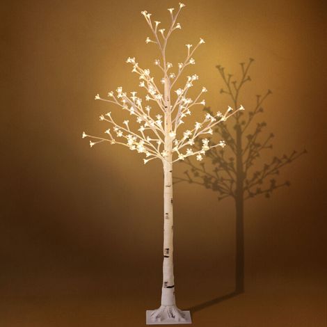décoration pour Noël Arbre artificiel. cerisier artificiel en fleurs. avec 120 LED. 3 niveaux de luminosité. blanc chaud. écorce réaliste. 21 x 21 x 150 cm (1/5)
