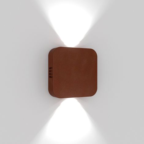 Roller Lampada da Parete LED per Interni ed Esterni in Alluminio Colore Corten, Doppia Emissione Orientabile, Grado di Protezione IP54, 10.5W, 3000K