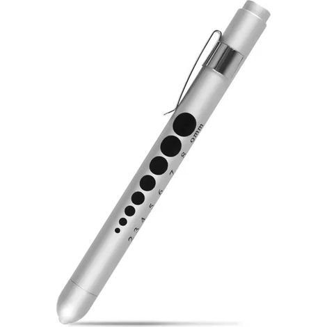 (Argent - Tête convexe - Lumière jaune) Mini lampe stylo médicale - Lampe torche LED portable - Convient aux médecins et aux infirmières pour le diagnostic (1/2)