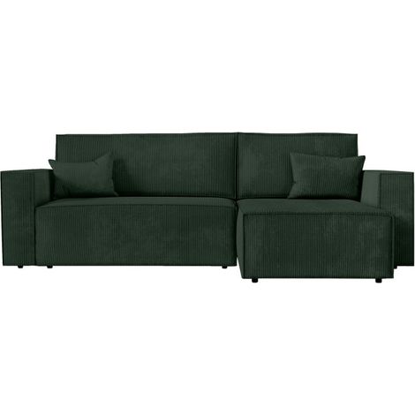 Canapé d'Angle Convertible Velours "Mollie" 269cm Vert Foncé (1/5)