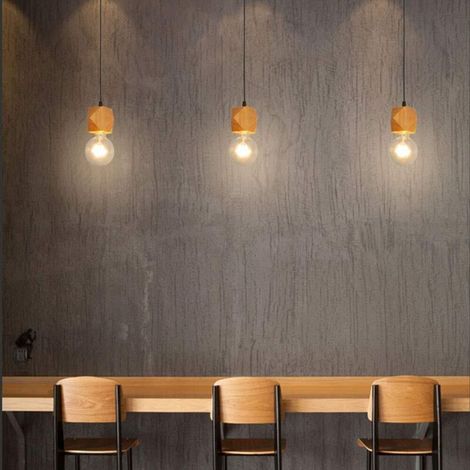 Lampada a sospensione industriale in legno E27, lampada da soffitto moderna, apparecchio di illuminazione contemporaneo (tipo D) (1/4)
