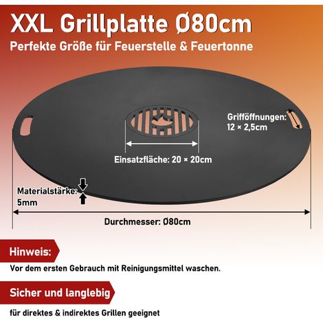 Wolketon Feuerplatte 80cm massive 5mm Grillplatte für die Feuertonne oder Feuerschale für Gartenpartys