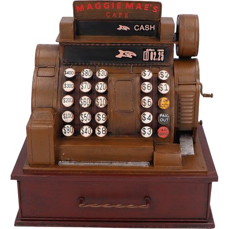 Caisse enregistreuse vintage en fer forgé, objet de décoration anti-stress, modèle décoratif pour bureau ou maison. (1/5)