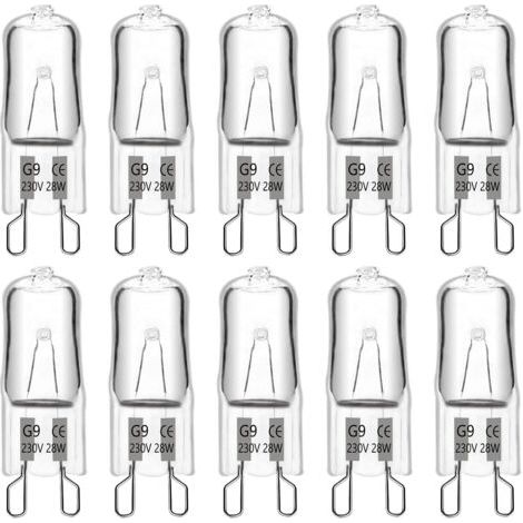 Ampoule Halogene G9 28W 230V, 370LM 2700K Blanc Chaud Dimmable, G9 Ampoules Capsule, pour Lustres, Lampes de Paysage, Appliques Murales, Éclairage d'armoire, Lot de 10 (1/5)