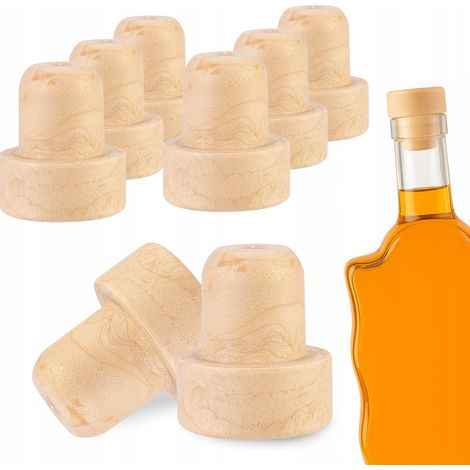 10 tapones sintéticos tipo champiñón para botellas de vino y zumo, 19,5 mm.