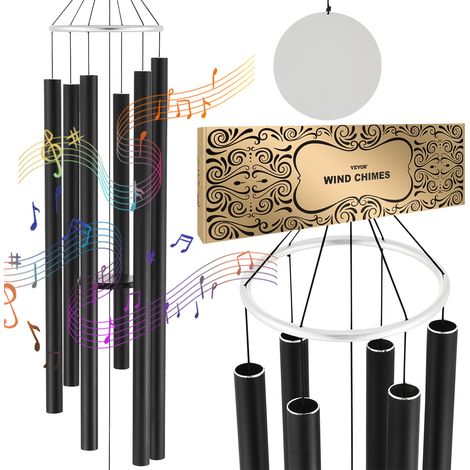VEVOR Windspiel für draußen, 66 Zoll, Windspiel mit tiefem Ton und 6 Röhren, einzigartiges großes Gedenk-Windspiel zum Jahrestag, tolle Außendekoration für Ihre Terrasse, Veranda, Ihren Garten und Hin (1/5)